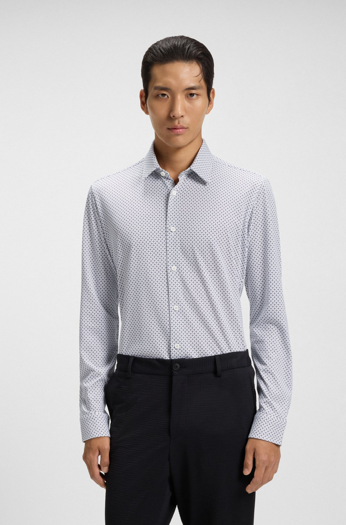 SLIM-FIT SHIRT IN PRINTED ITALIAN COTTON - 2