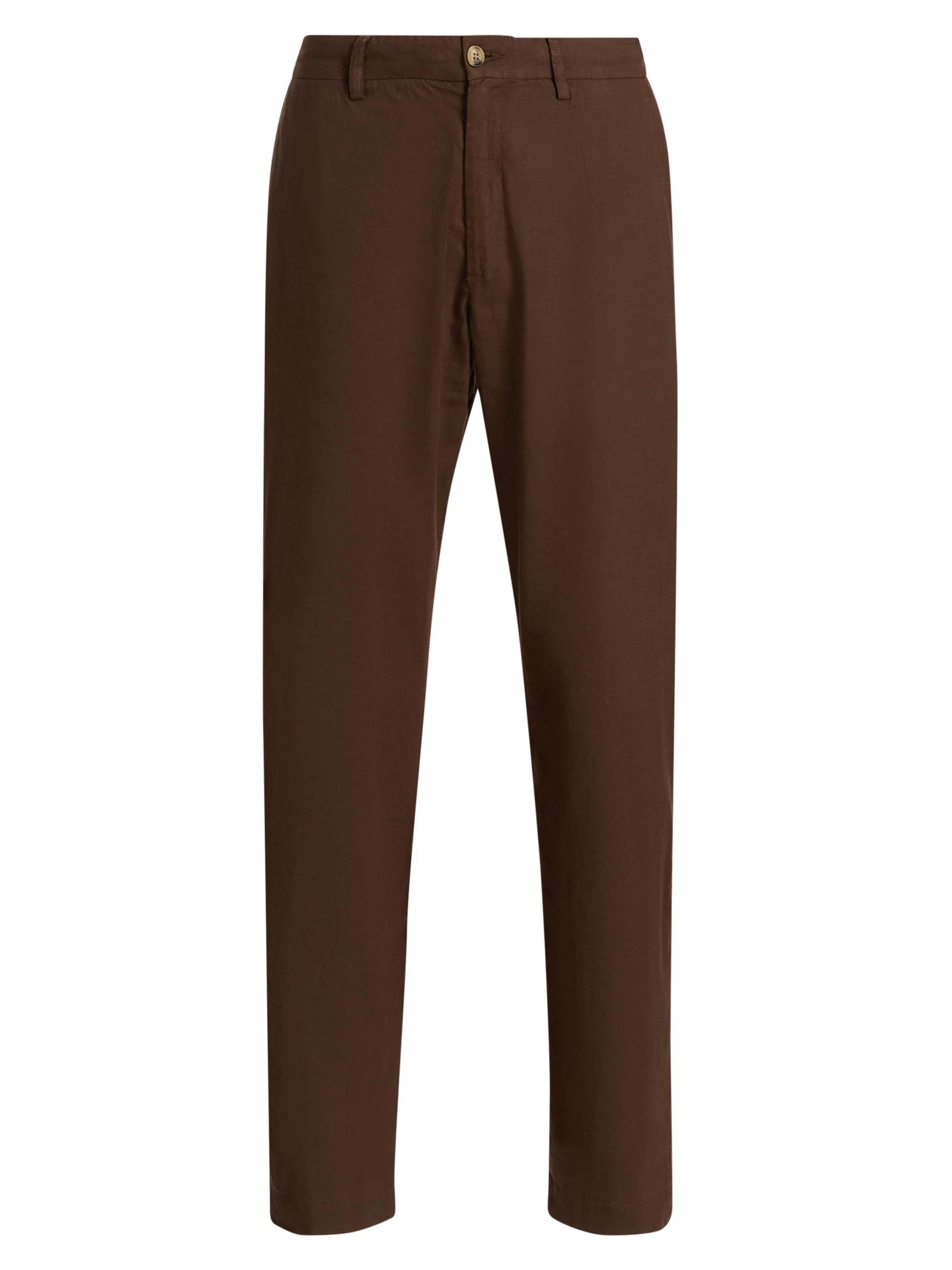 Men's Linen-Blend Trousers - Espresso - 1