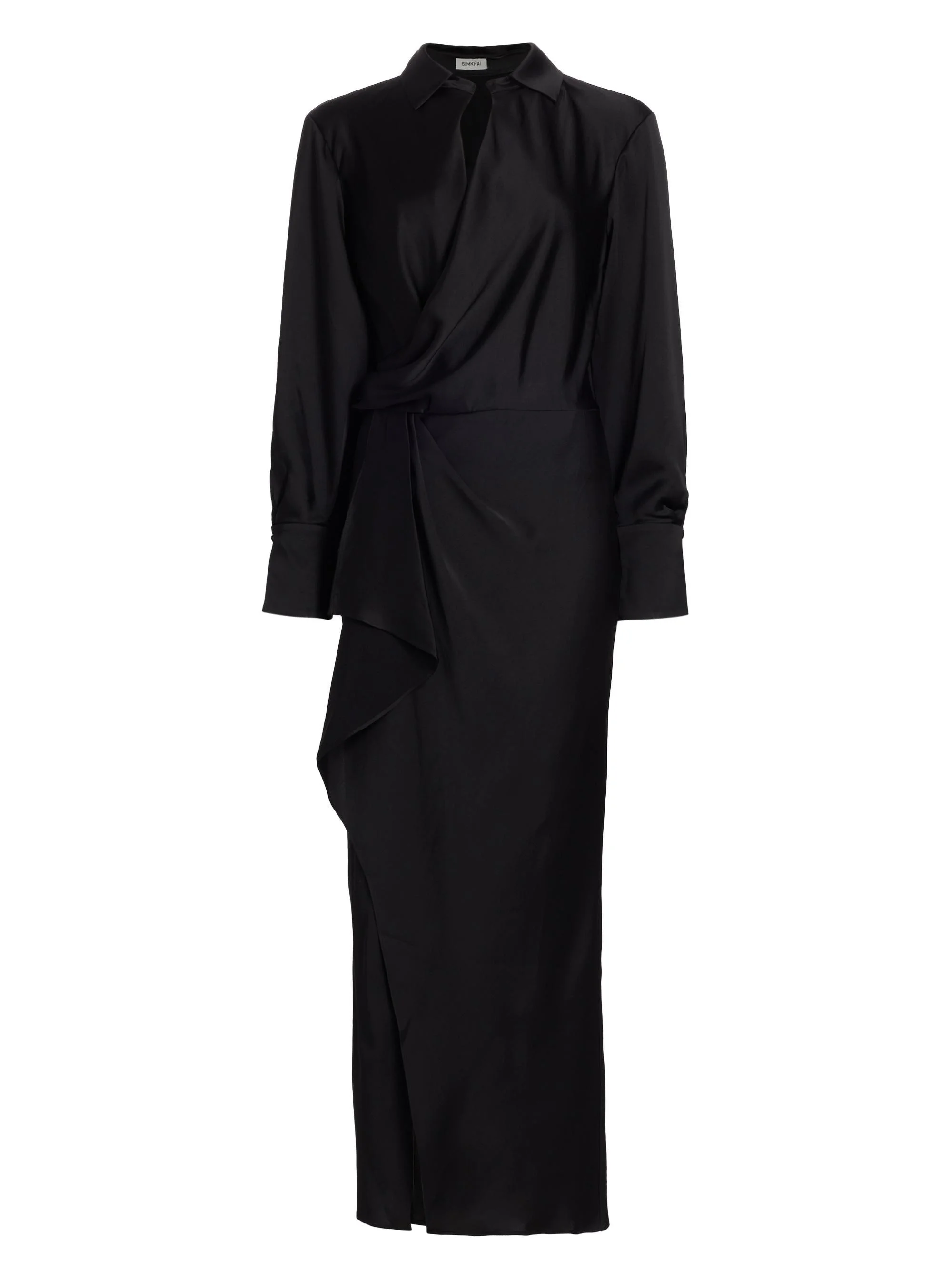 Women's Talita Draped Front Maxi Dress - Black - 1