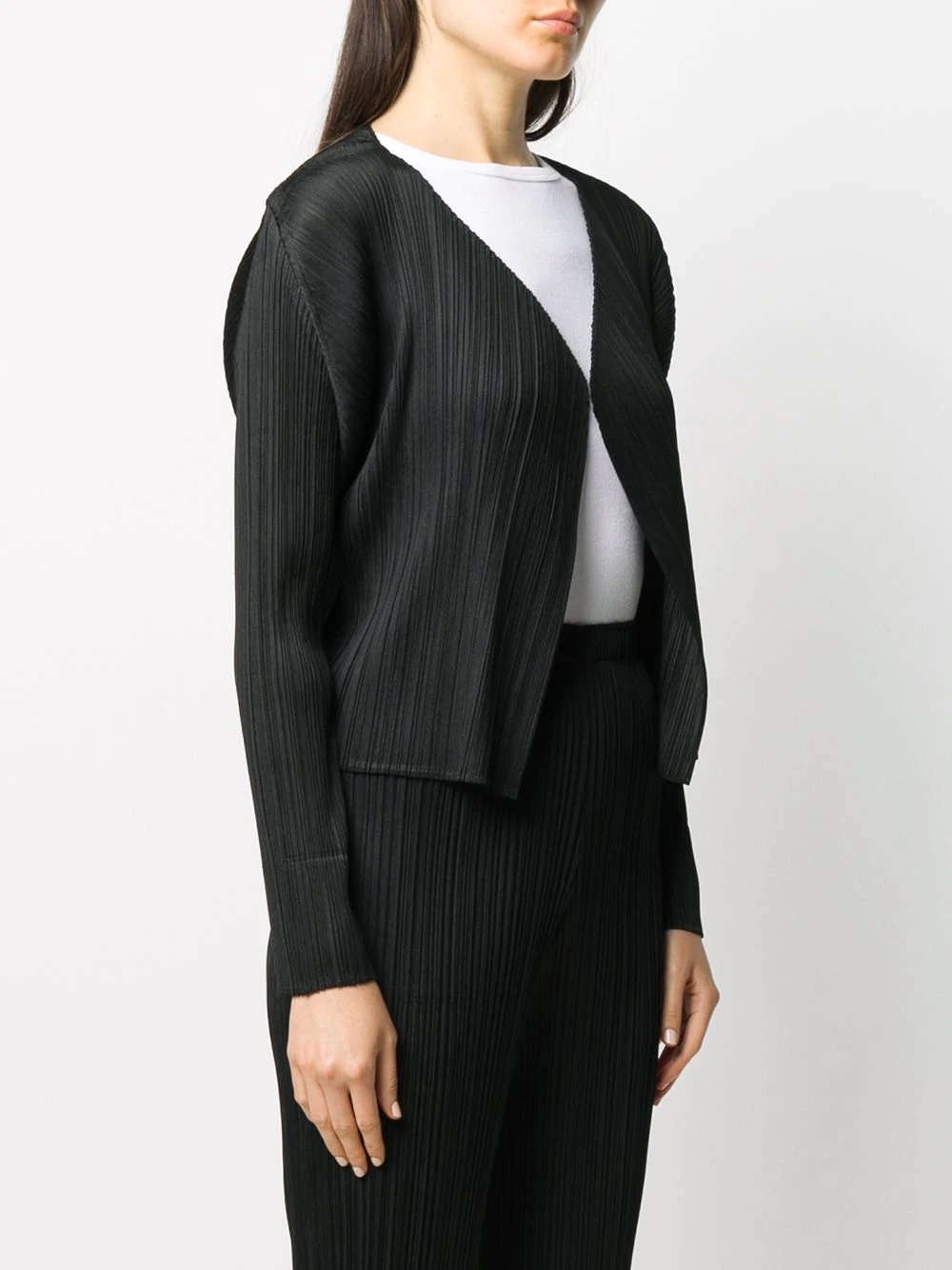 open front pleated jacket - 3