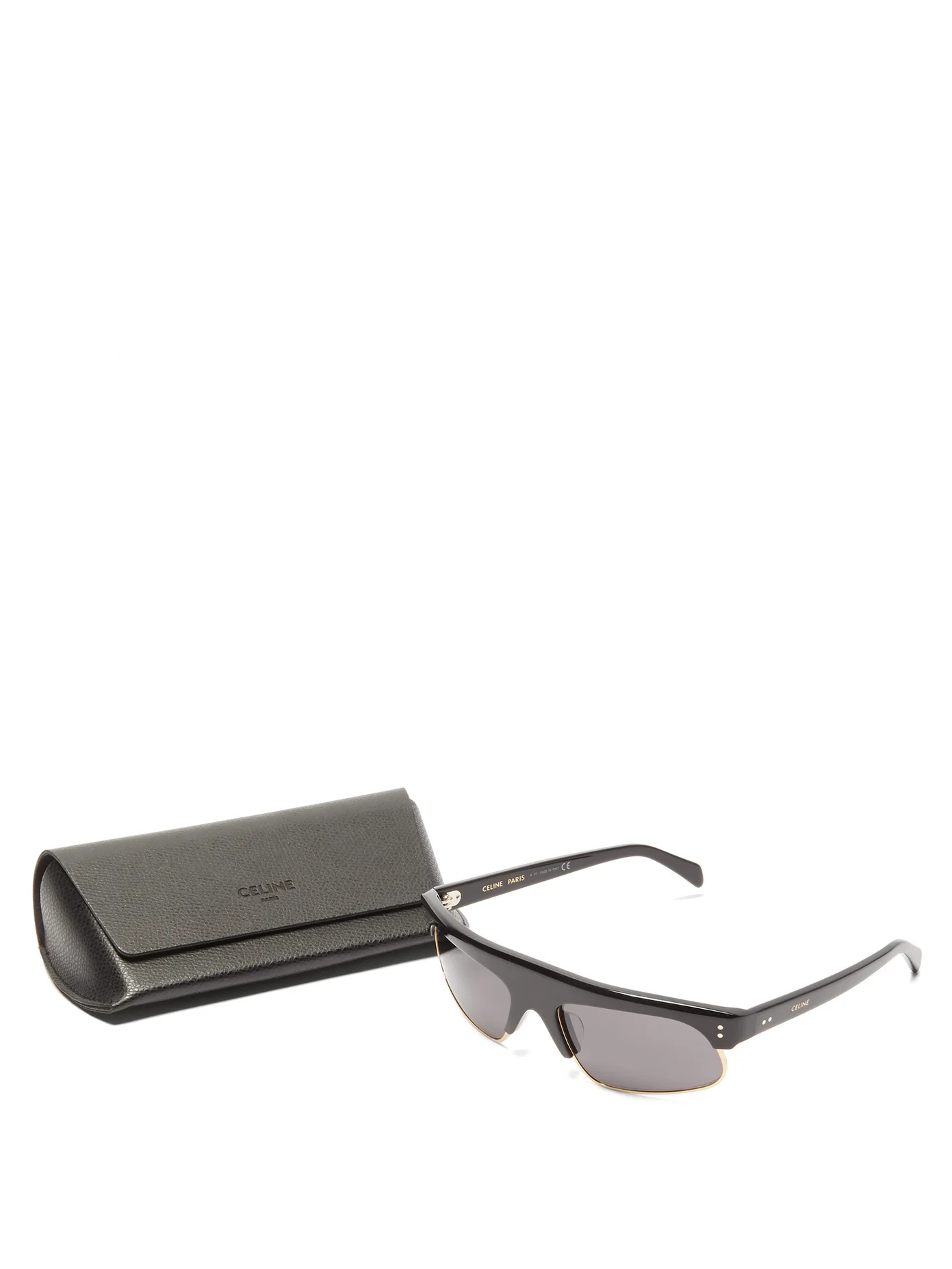 Browline rectangular acetate and metal sunglasses - 5