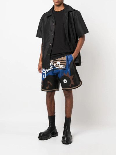 Just Don graphic-print lambskin shorts outlook