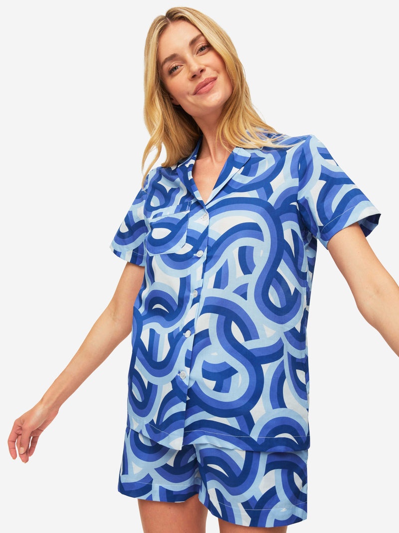 Women's Short Pyjamas Ledbury 51 Cotton Batiste Blue - 2