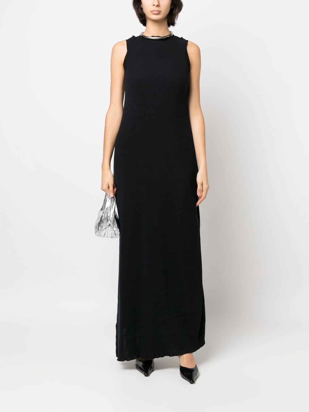 asymmetric draped knitted dress - 2