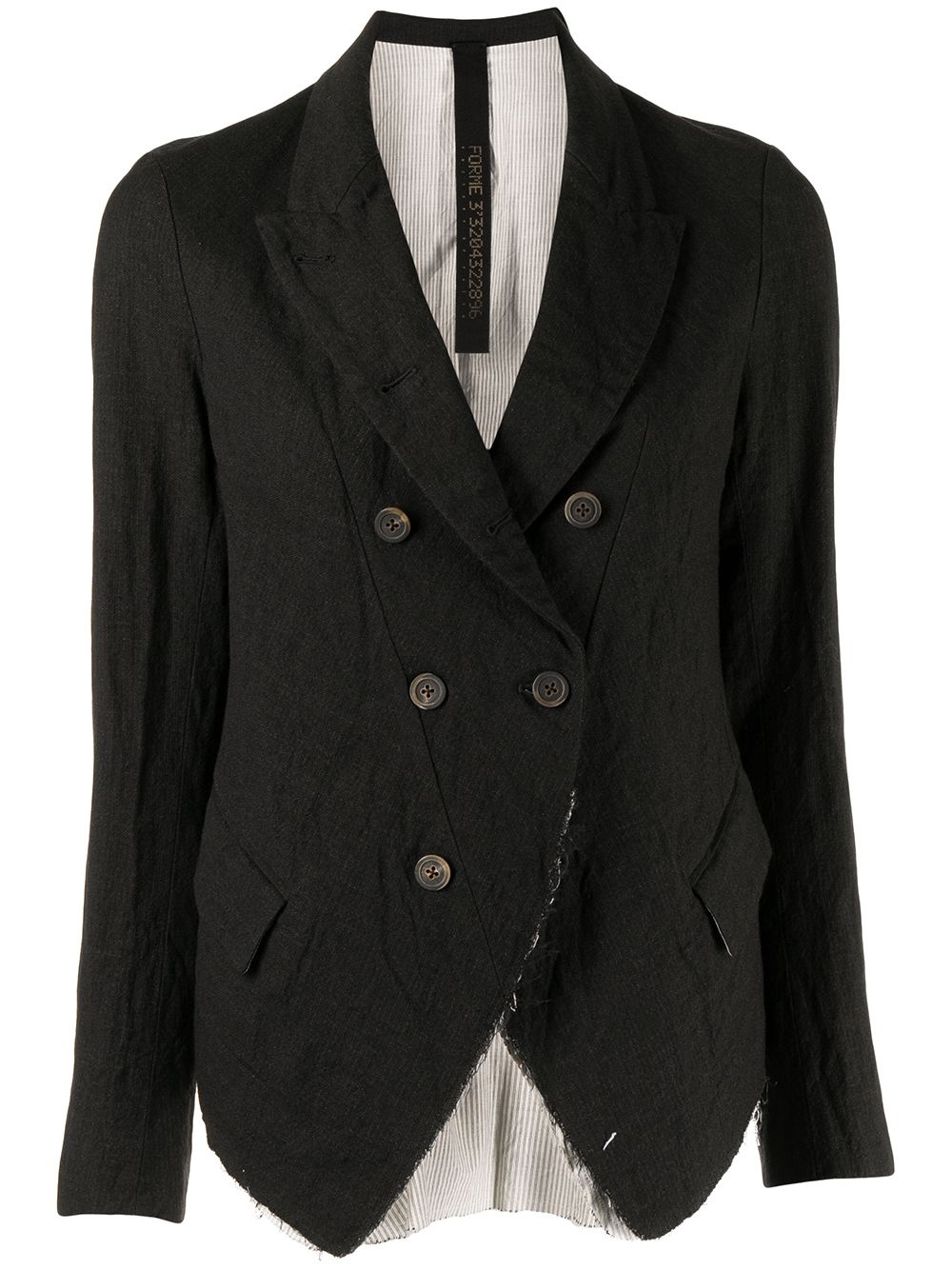 frayed-hem double-breasted blazer - 1