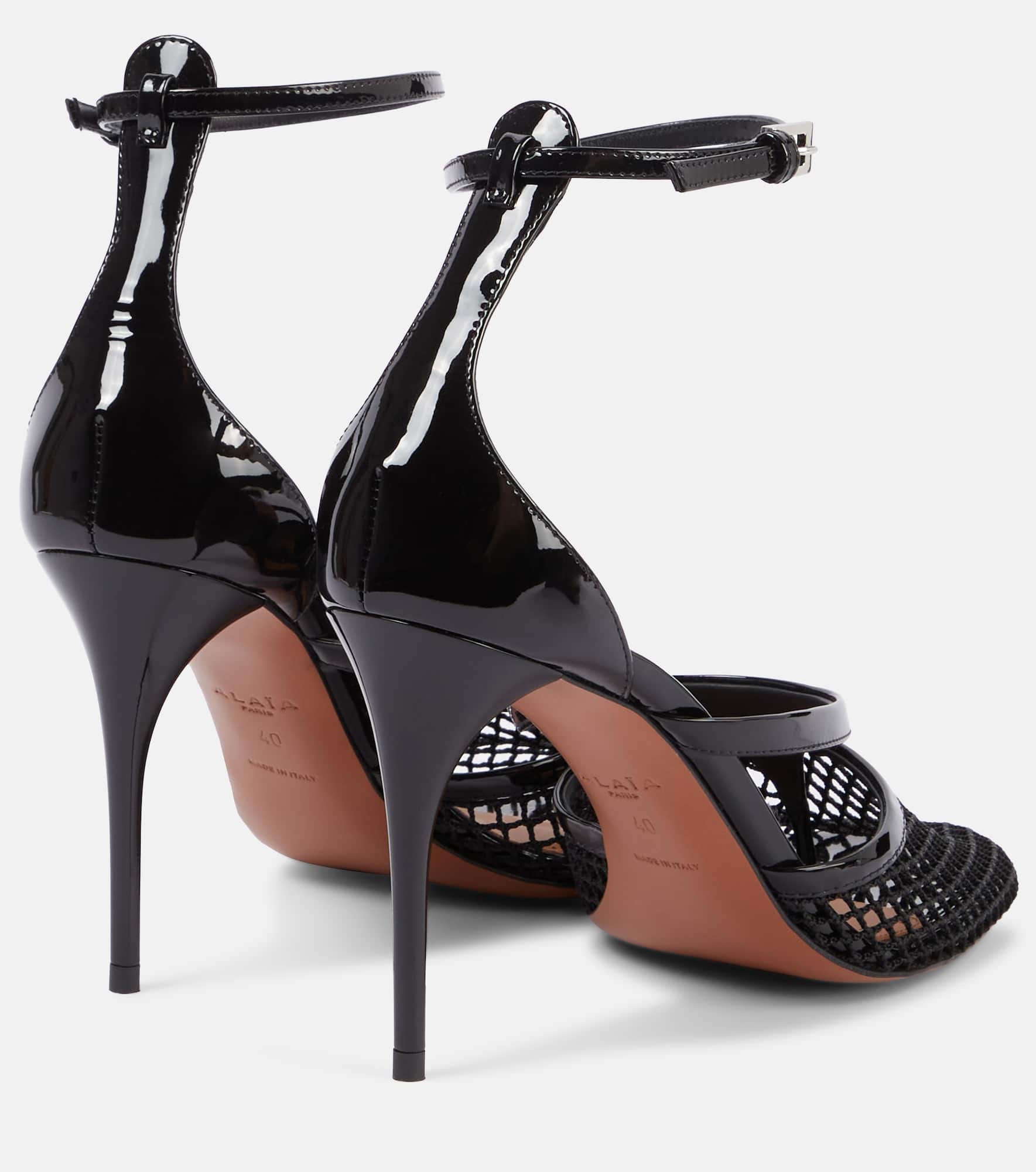 Infradito 90 fishnet patent leather pumps - 2