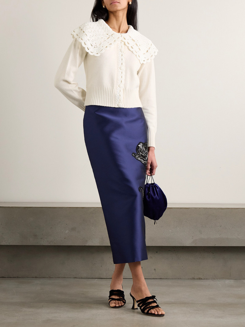 Erdem Convertible Merino Wool-blend And Crocheted Organic Cotton Cardigan outlook