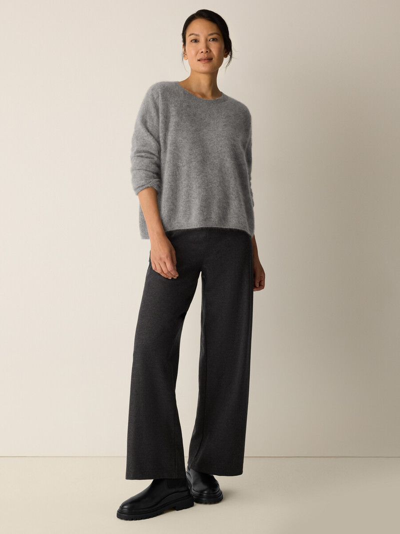 EILEEN FISHER Mélange Boiled Wool Jersey Wide-Leg Pant in Regenerative Wool outlook