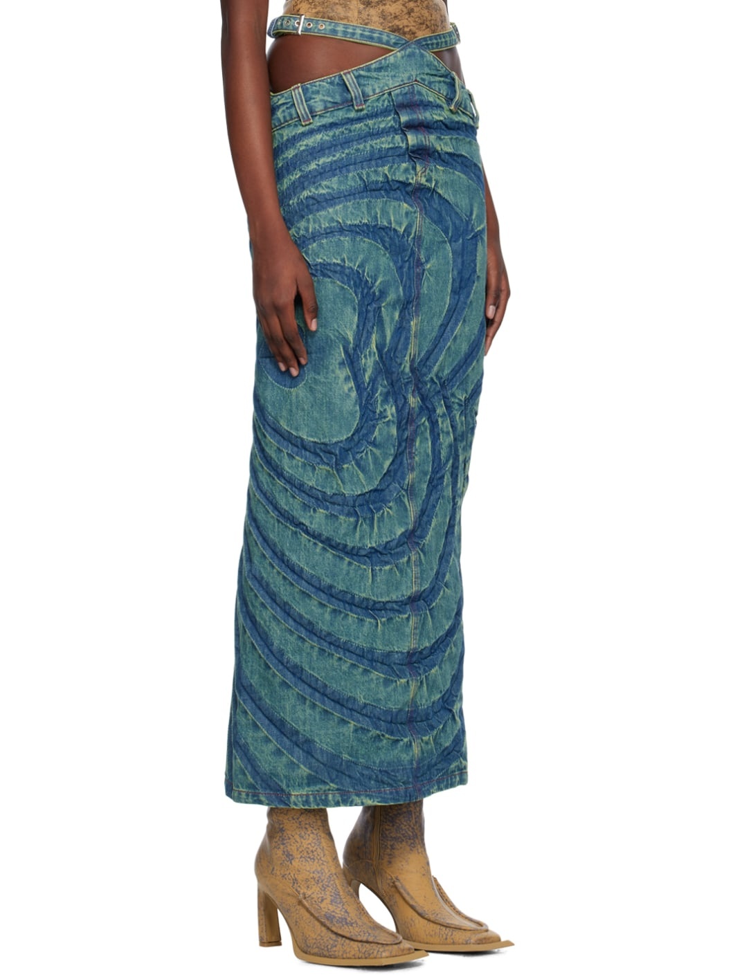 SSENSE Exclusive Blue Big Heart Denim Midi Skirt - 2