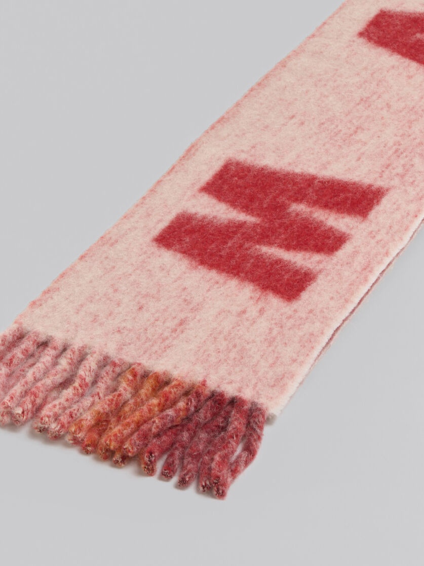 PINK MOHAIR AND WOOL SCARF WITH MAXI LOGO - 3