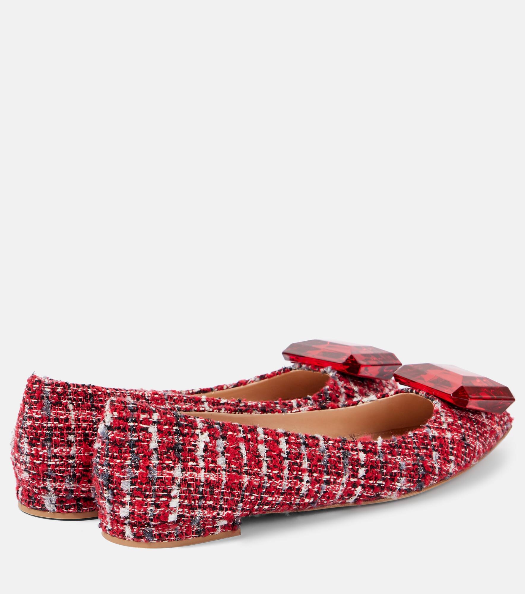 Embellished bouclé ballet flats - 2