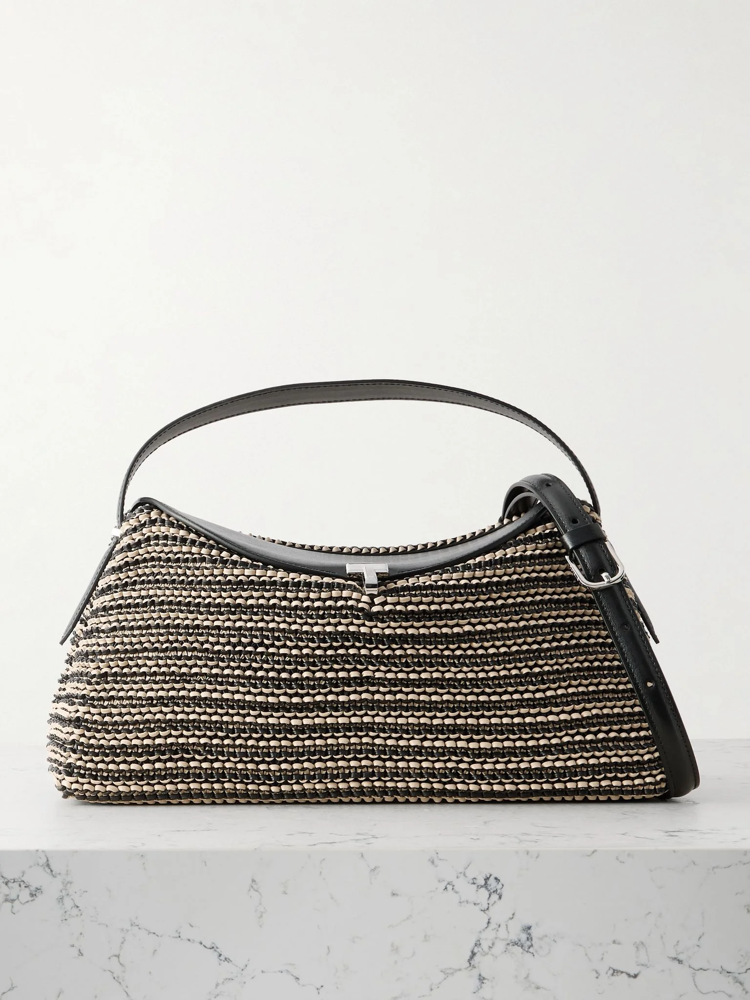 T-Lock woven leather shoulder bag Black - 1
