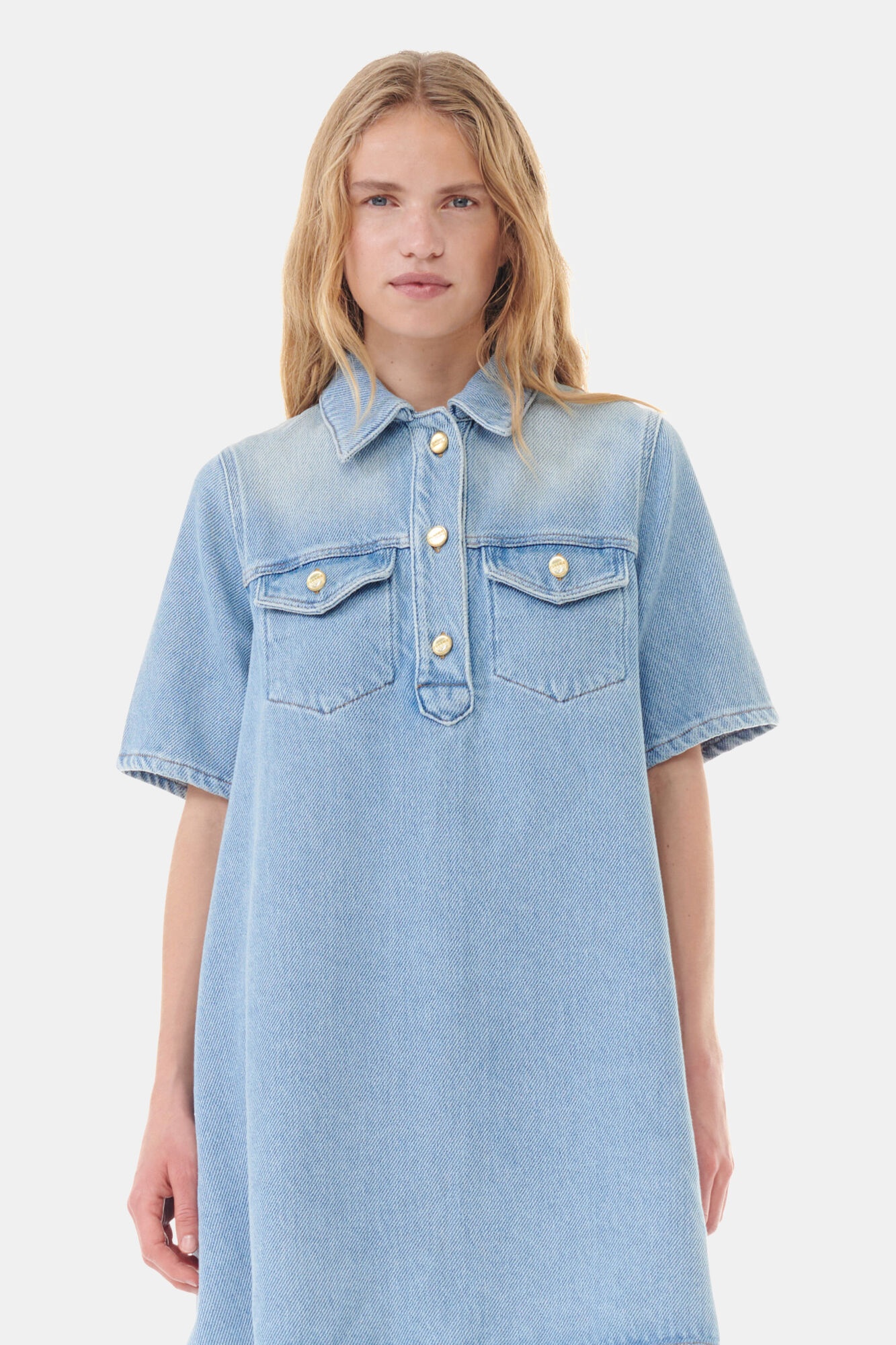 BLUE HEAVY DENIM MINI DRESS - 3