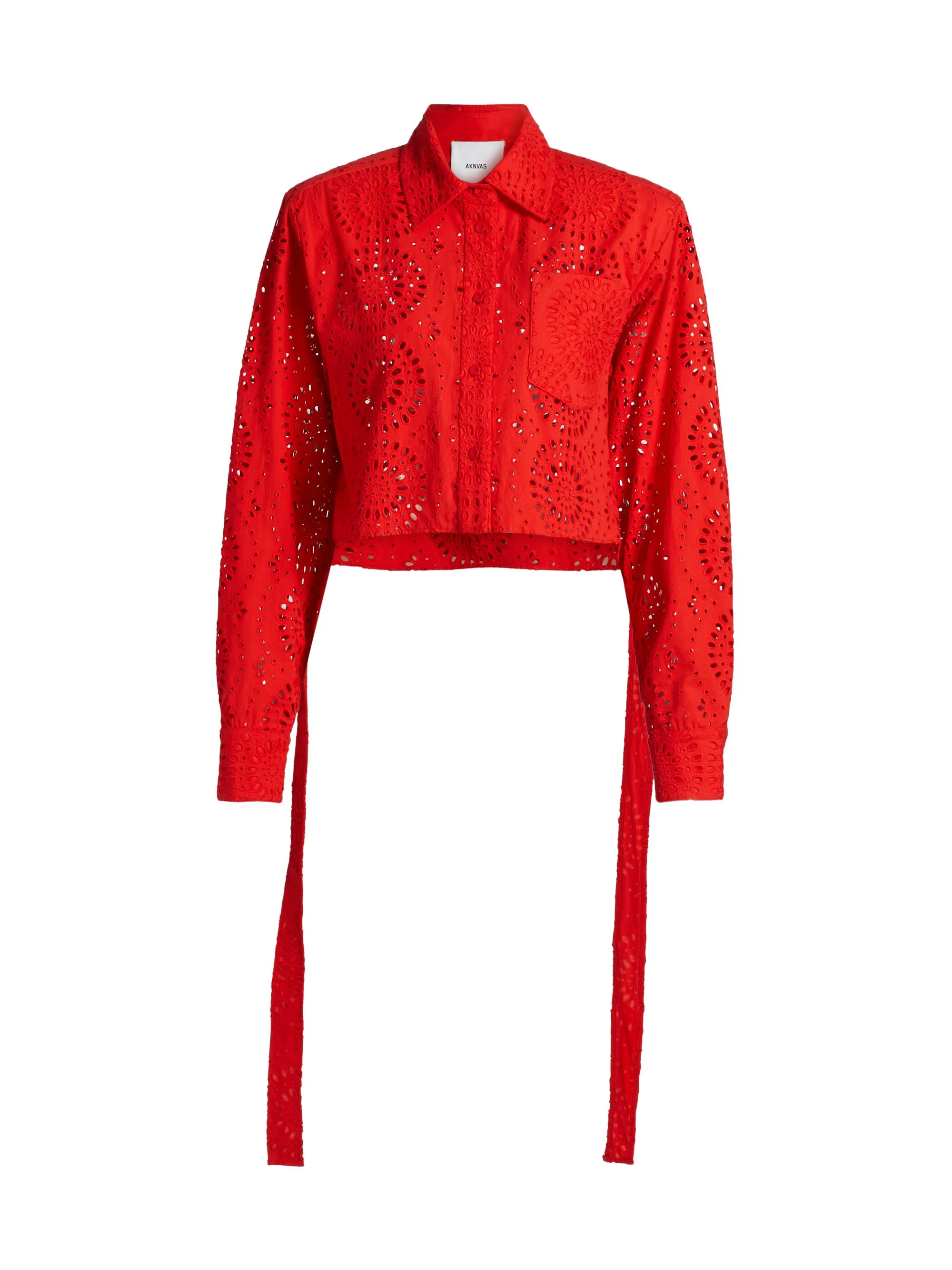 Women's Randall Poppy Cotton Broderie Anglaise Crop Shirt - Poppy - 1
