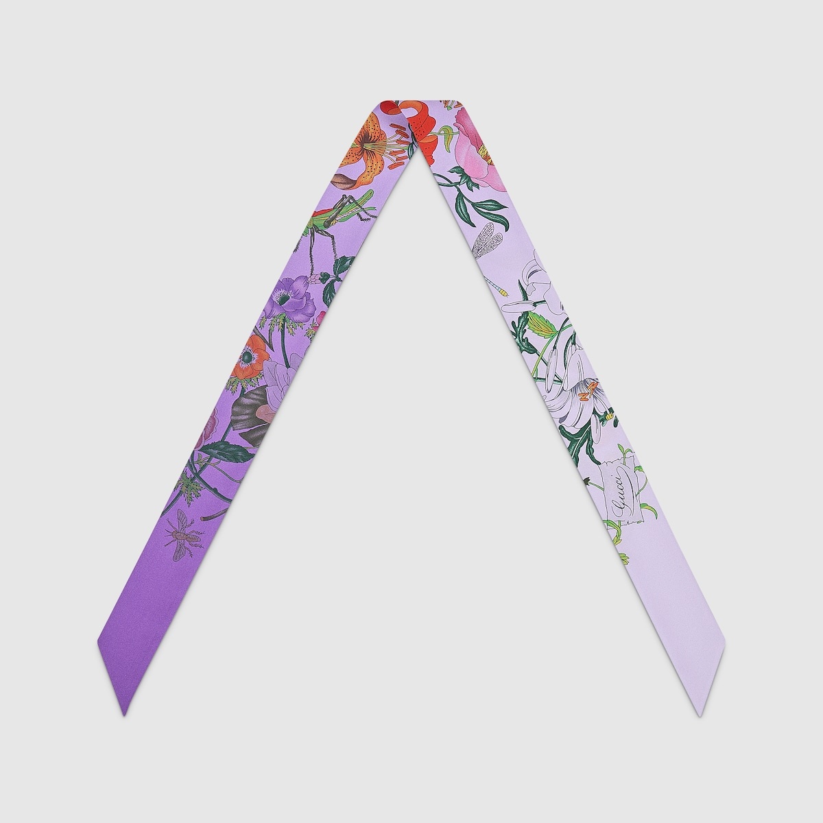 Printed silk twill neck bow - 2