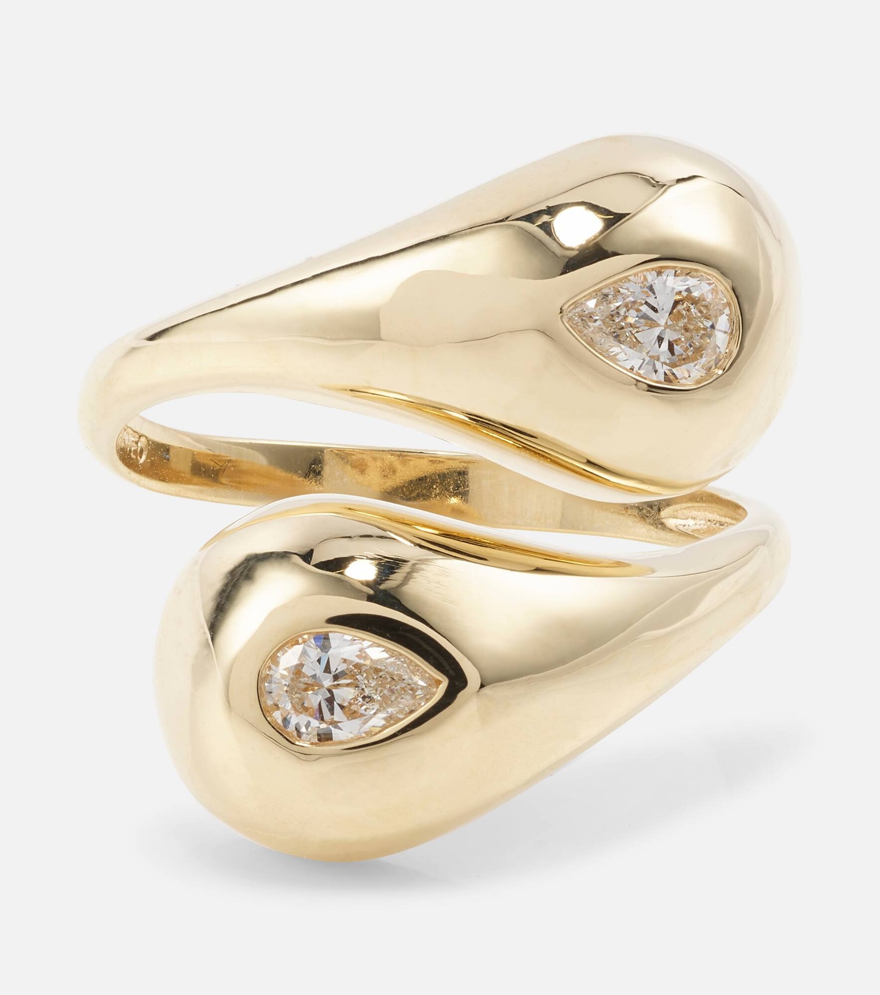 Water Droplet 14kt gold ring with diamonds - 1