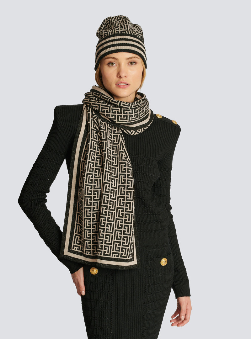 Balmain Monogrammed knit beanie outlook