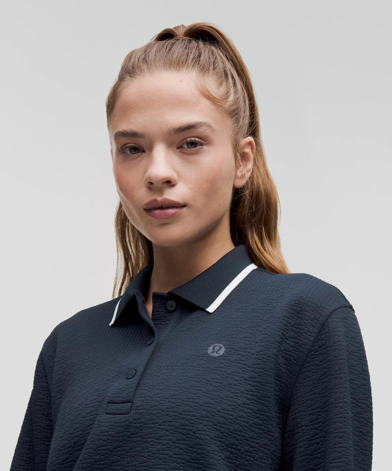 Textured Long-Sleeve Tennis Polo Shirt 4