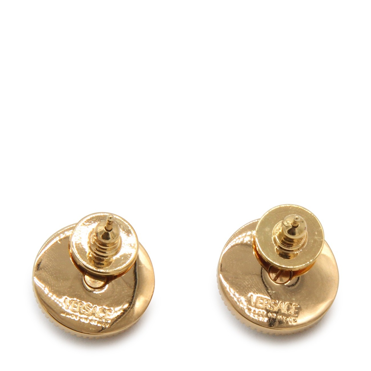 gold- tone and silver metal medusa earrings - 2