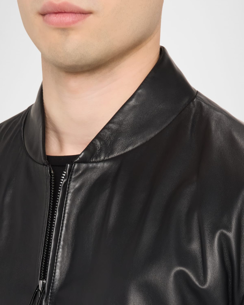 Men's Oversized-Pocket Leather Bomber Jacket 5