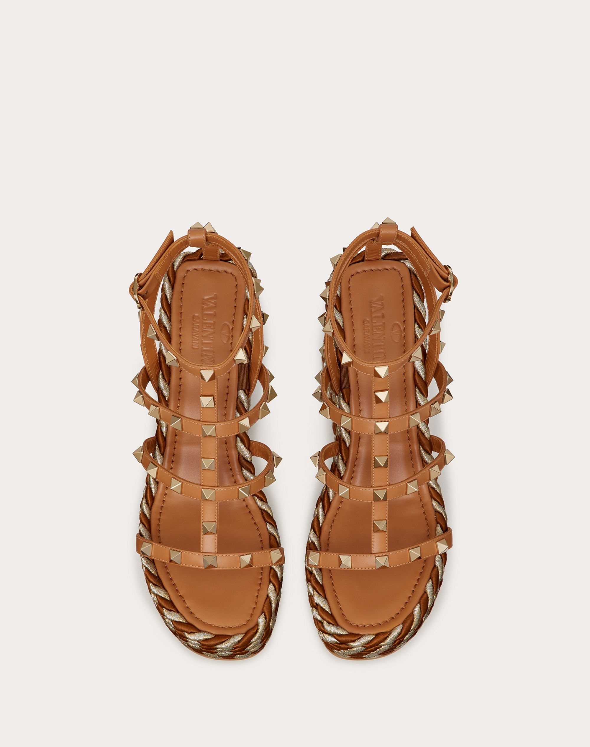 ROCKSTUD CALFSKIN WEDGE SANDAL WITH STRAPS 95 MM - 4