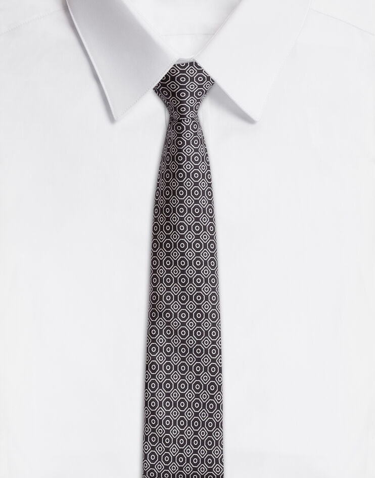 Silk tie in tie print - 1