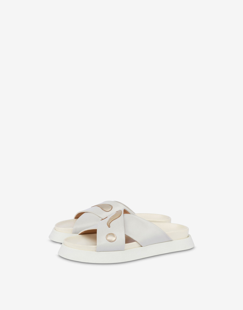 Moschino GOLD MOSCHINO SYMBOLS NAPPA LEATHER FLATFORM SANDALS outlook