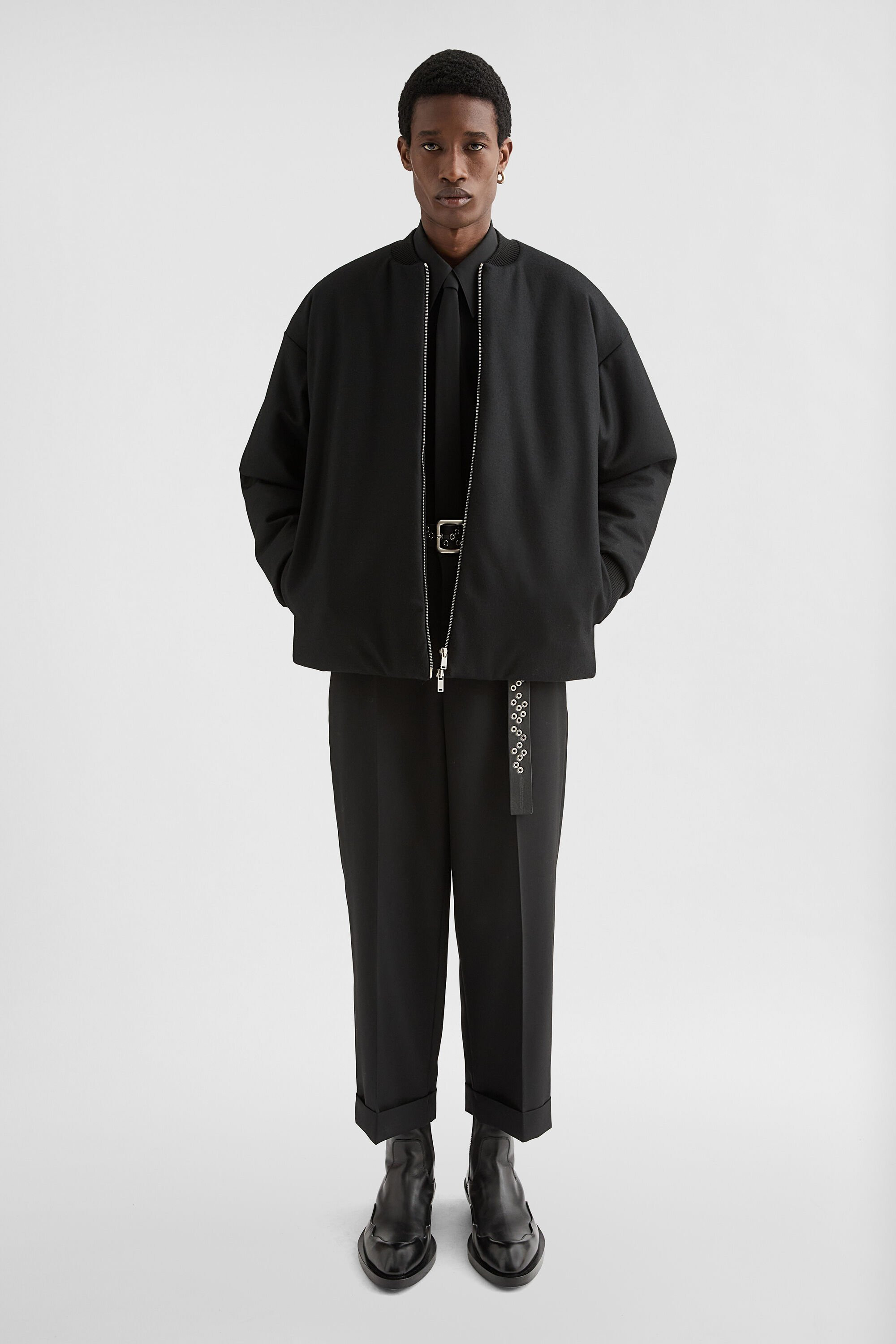 Wool Melton Padded Bomber Jacket - 5