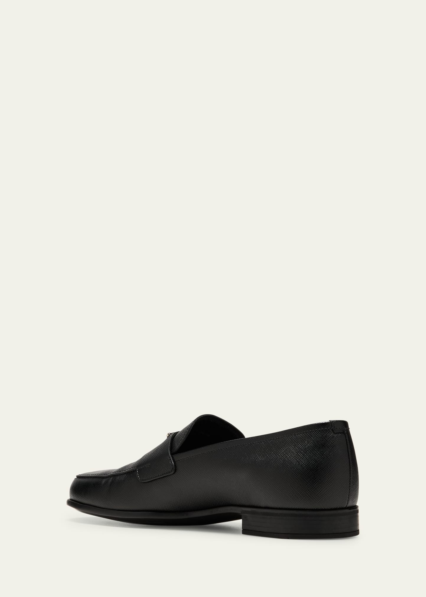 Men's Triangle Logo Saffiano Leather Loafers - 2
