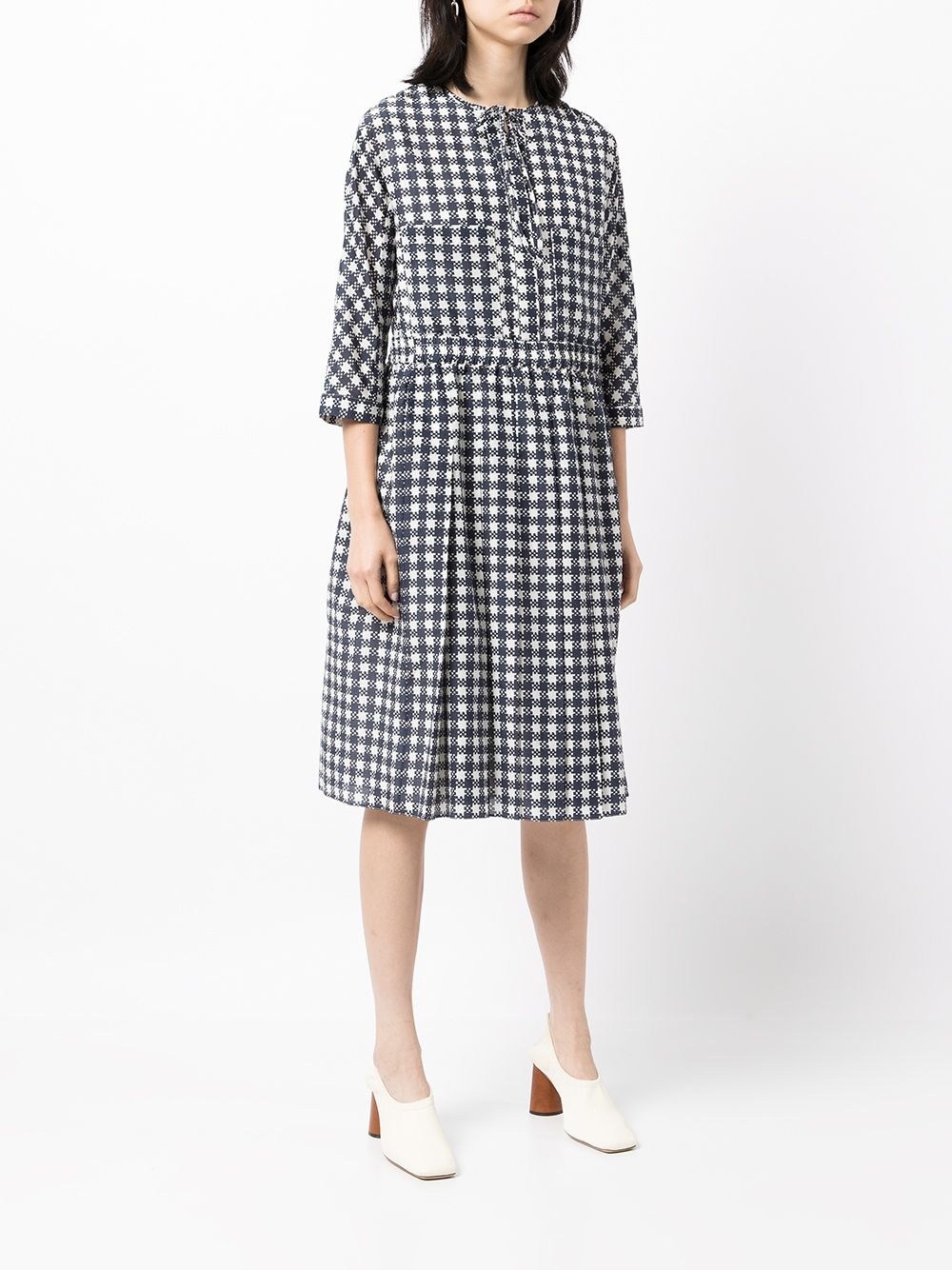 gingham-check midi shirtdress - 3