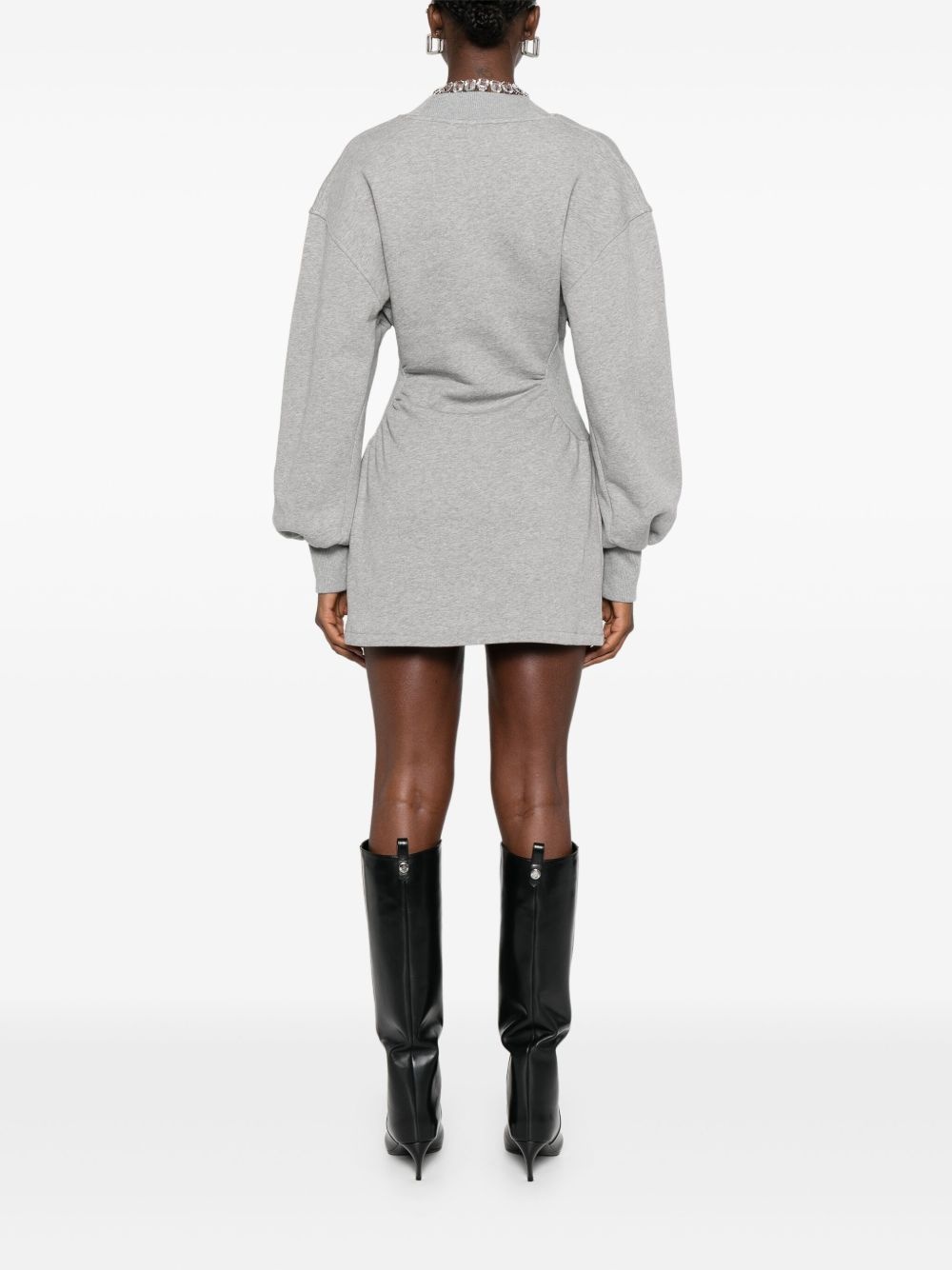 V-neck long-sleeves mini dress - 4
