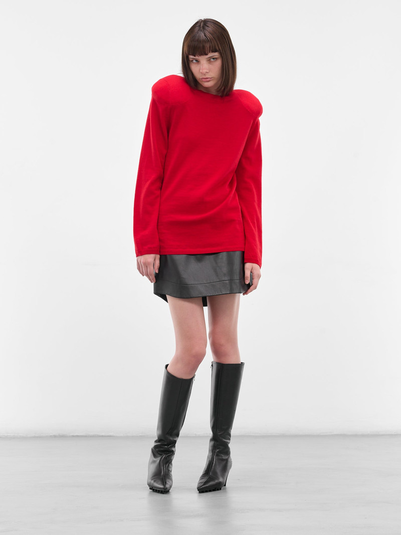 Comme Des Garçons Red Wool Padded Shoulder Sweater outlook