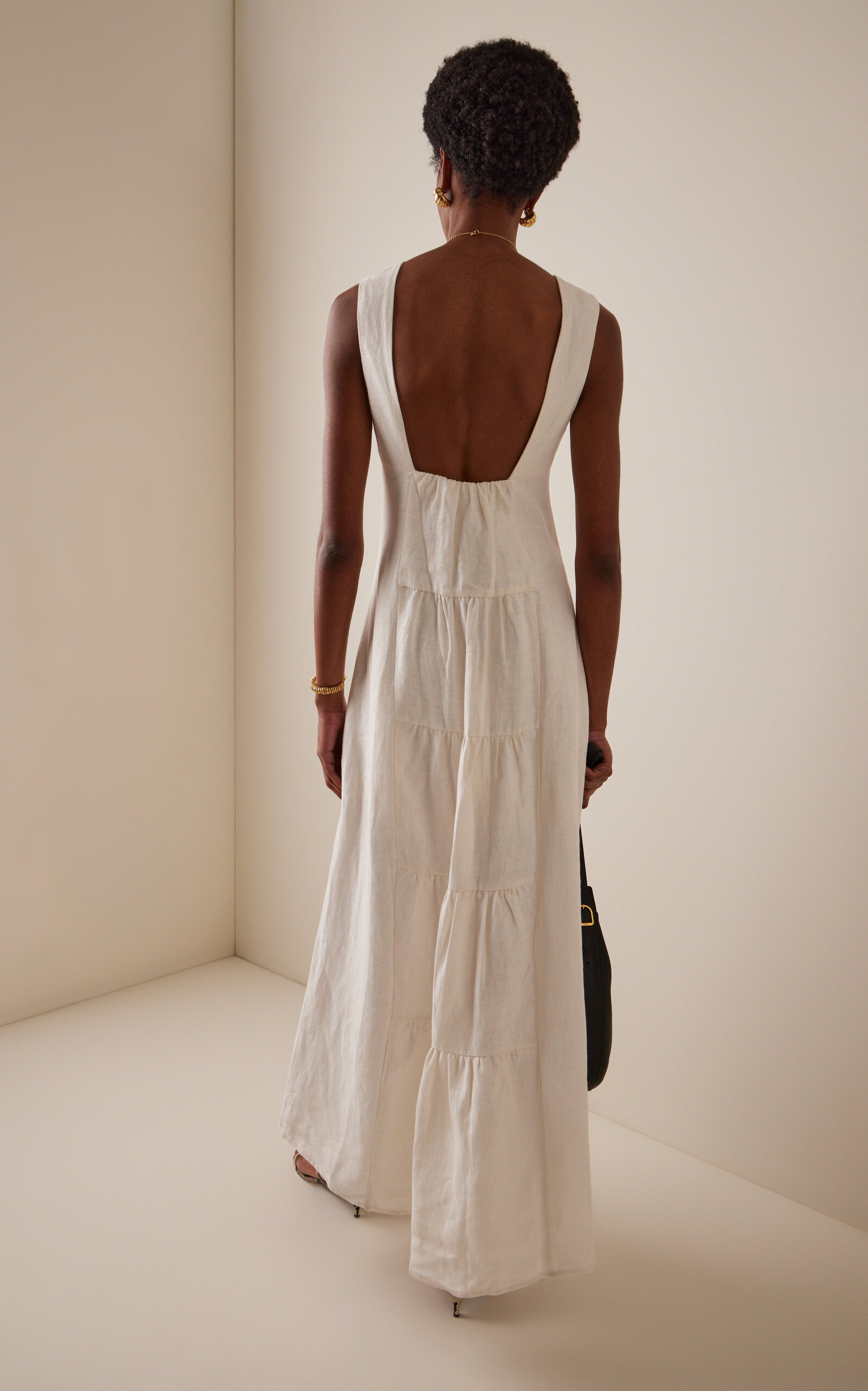 Matilda Open-Back Linen Maxi Dress white - 4