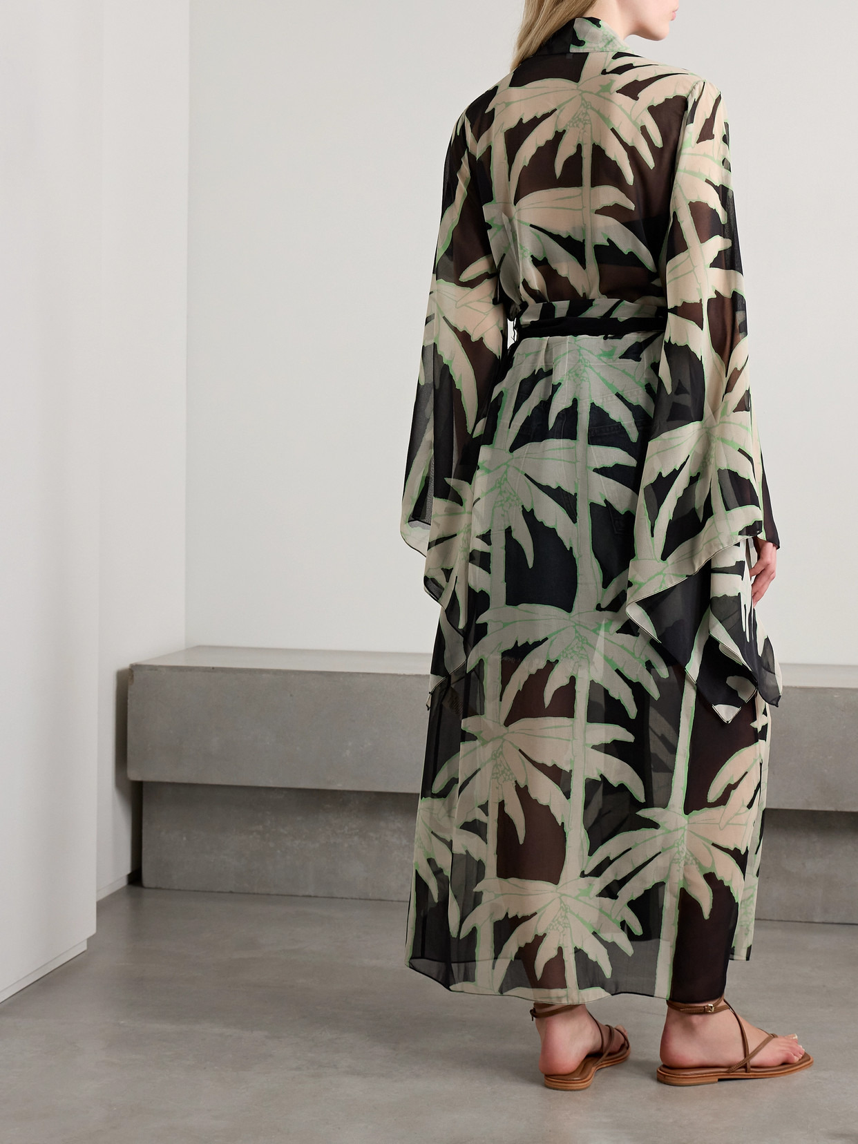 The Passing Storm Printed Recycled-georgette Robe - 3