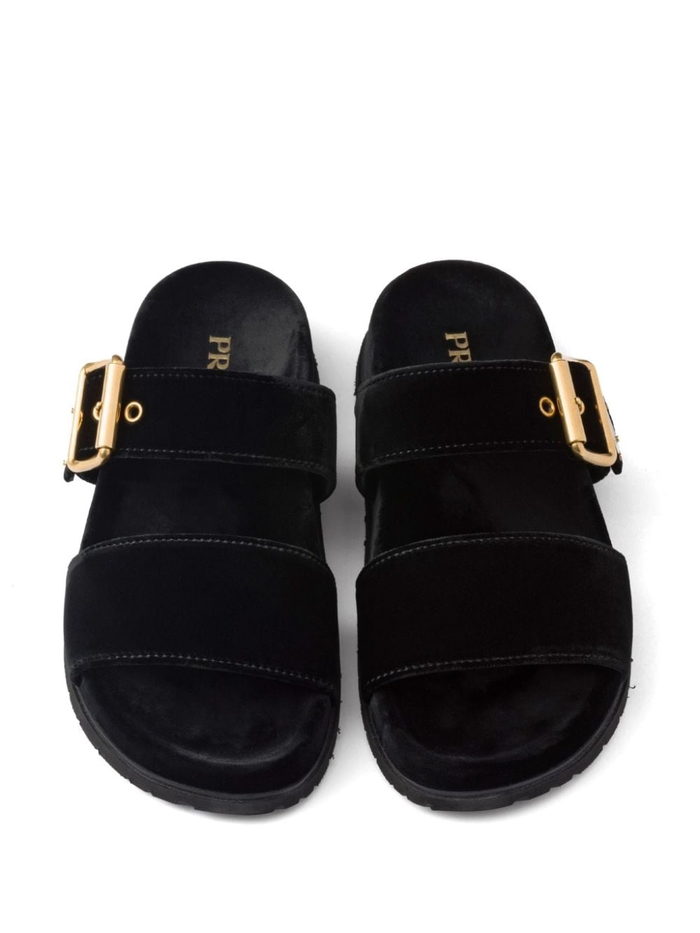 triangle-logo velvet slides - 5