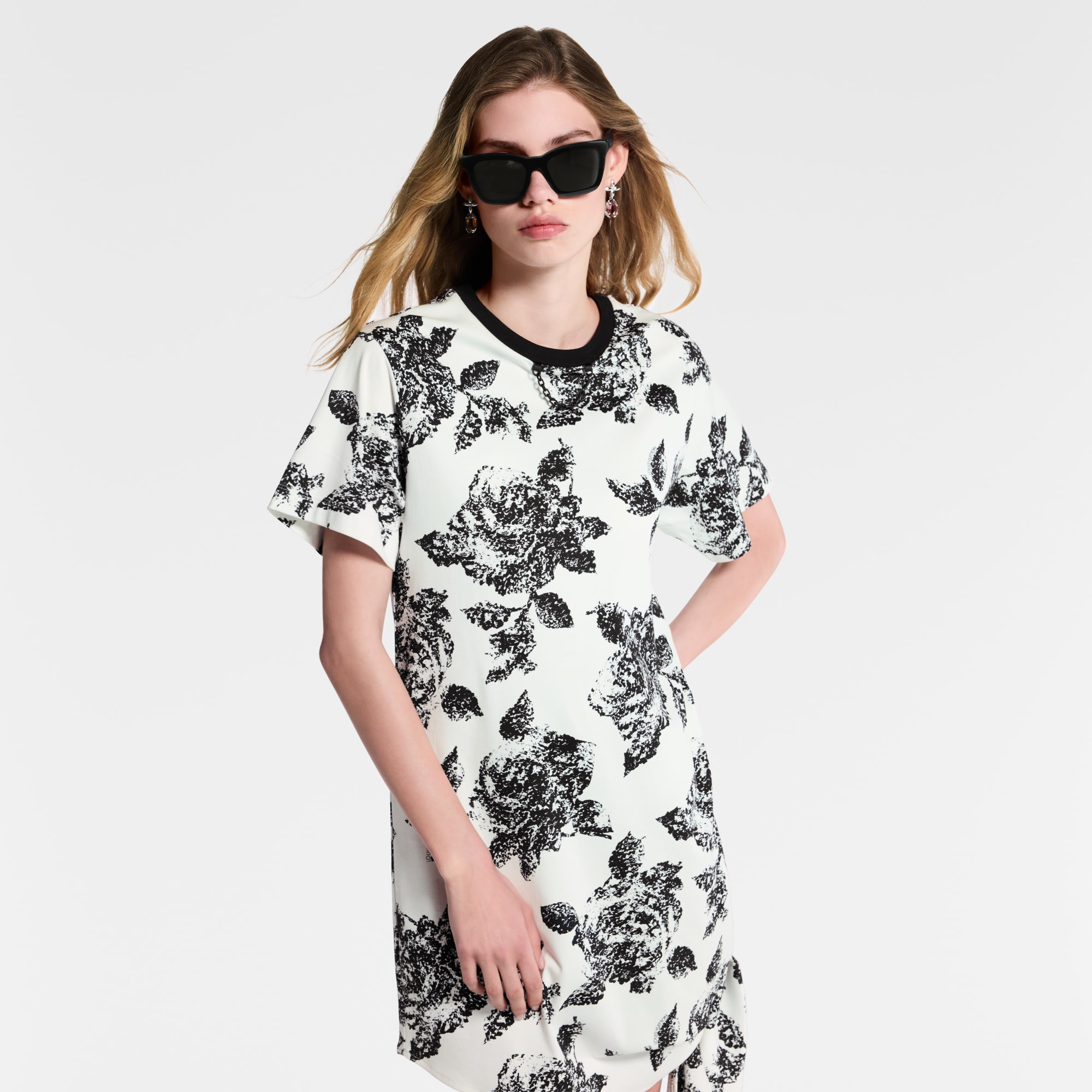 Floral Knotted T-Shirt Dress - 4