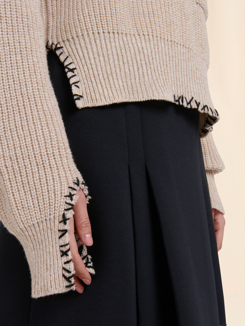 OAT MOULINÉ WOOL SWEATER WITH MARNI MENDING - 5