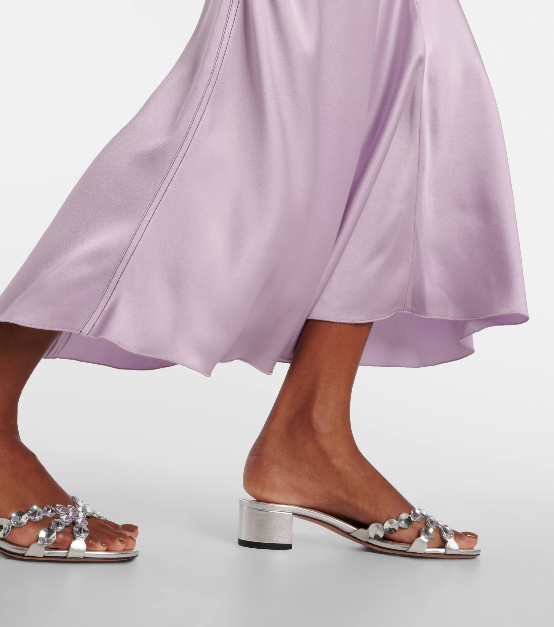 Crystal Mirage embellished leather mules - 7