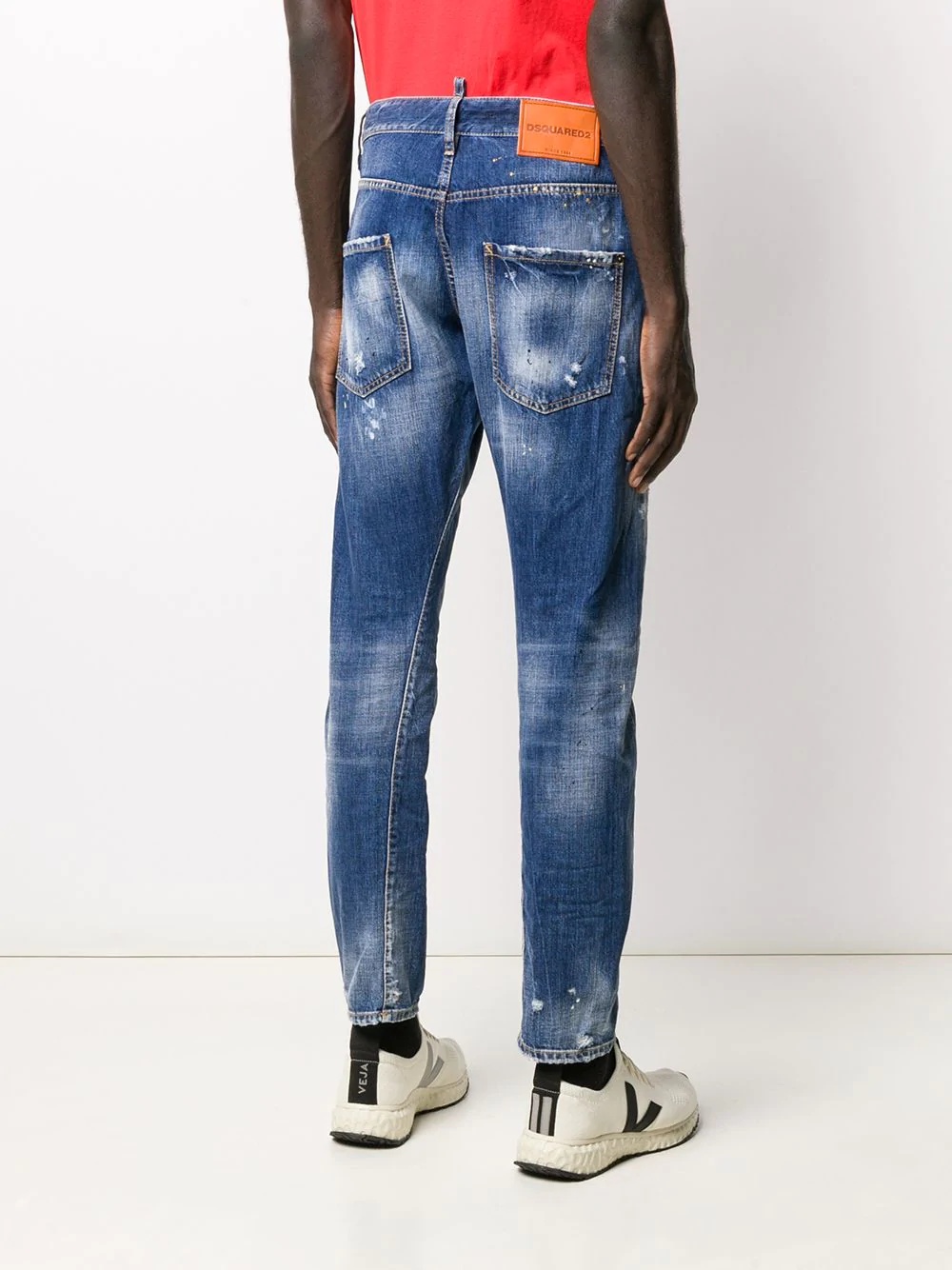 stained-effect straight jeans - 4