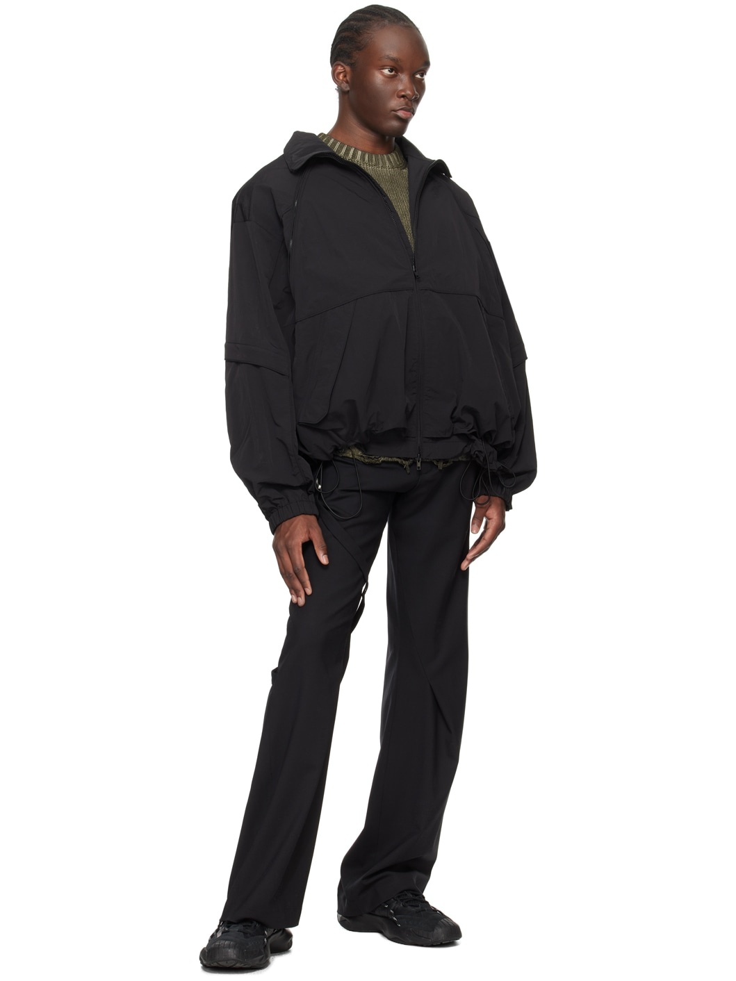Black Detachable Sleeve Jacket - 5