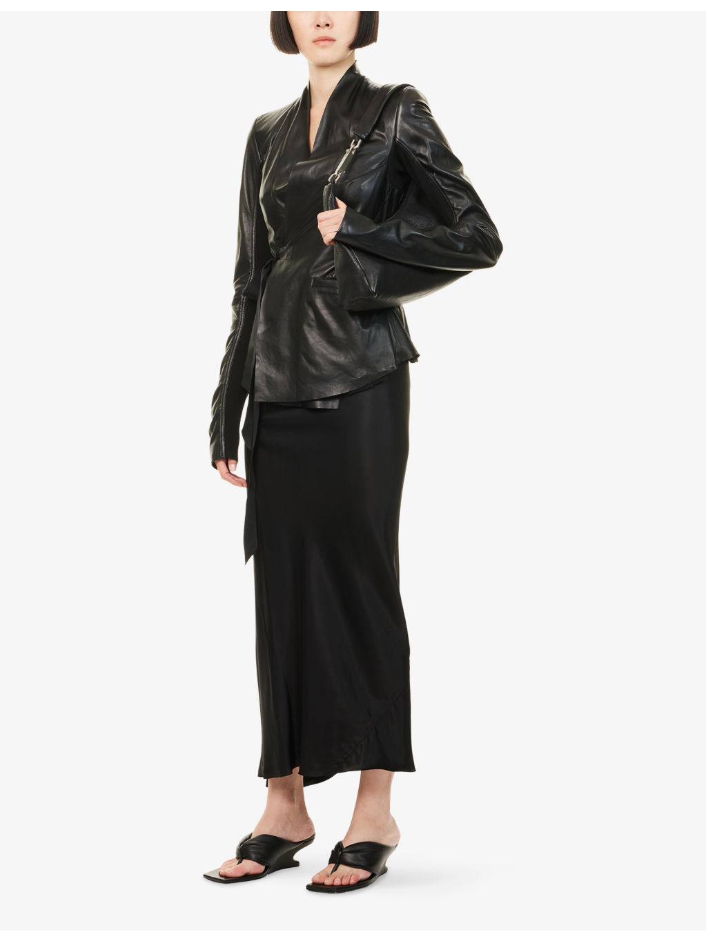Bias Draped Woven Maxi Skirt - 2