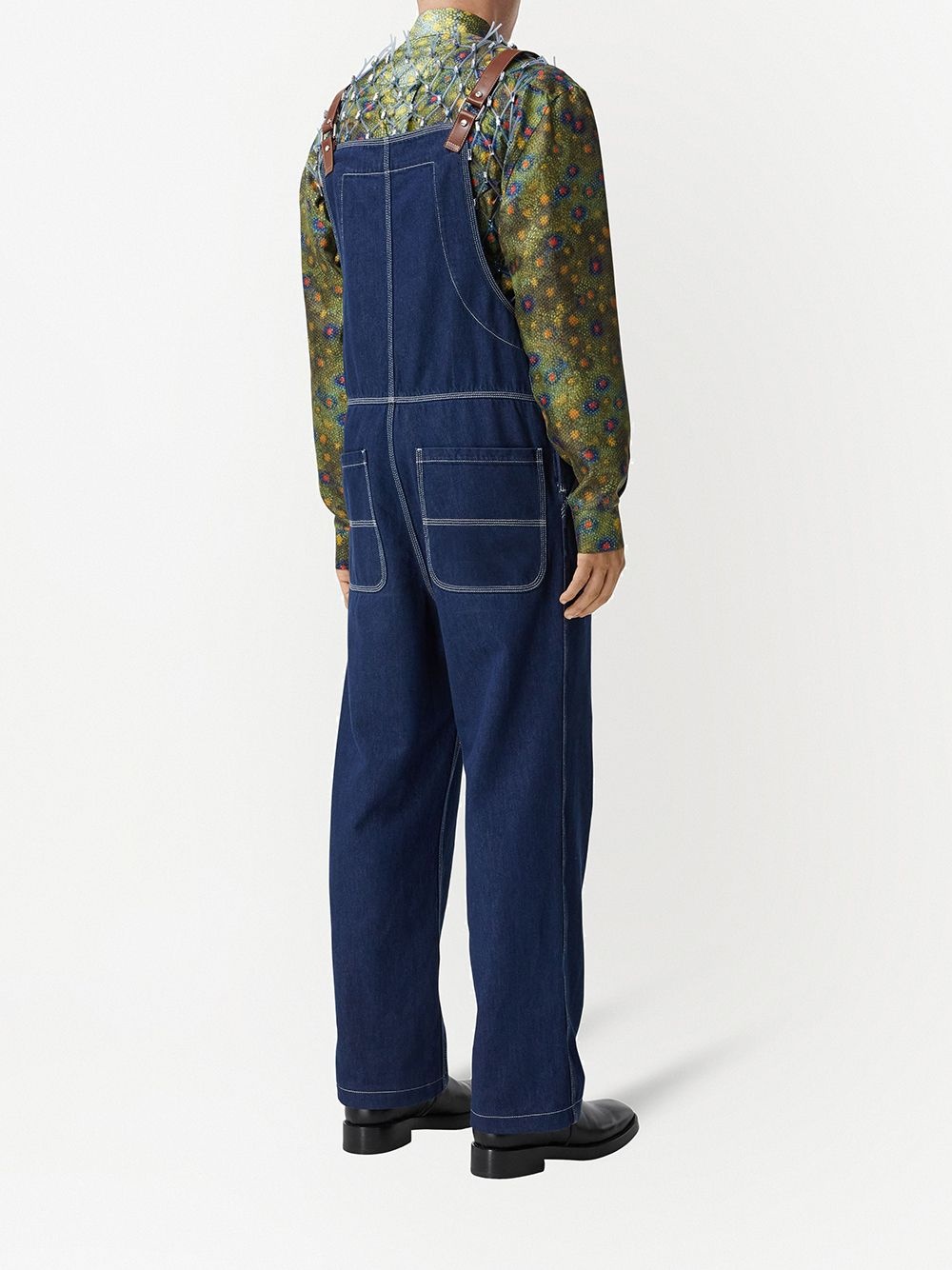 topstitch denim jumpsuit - 4