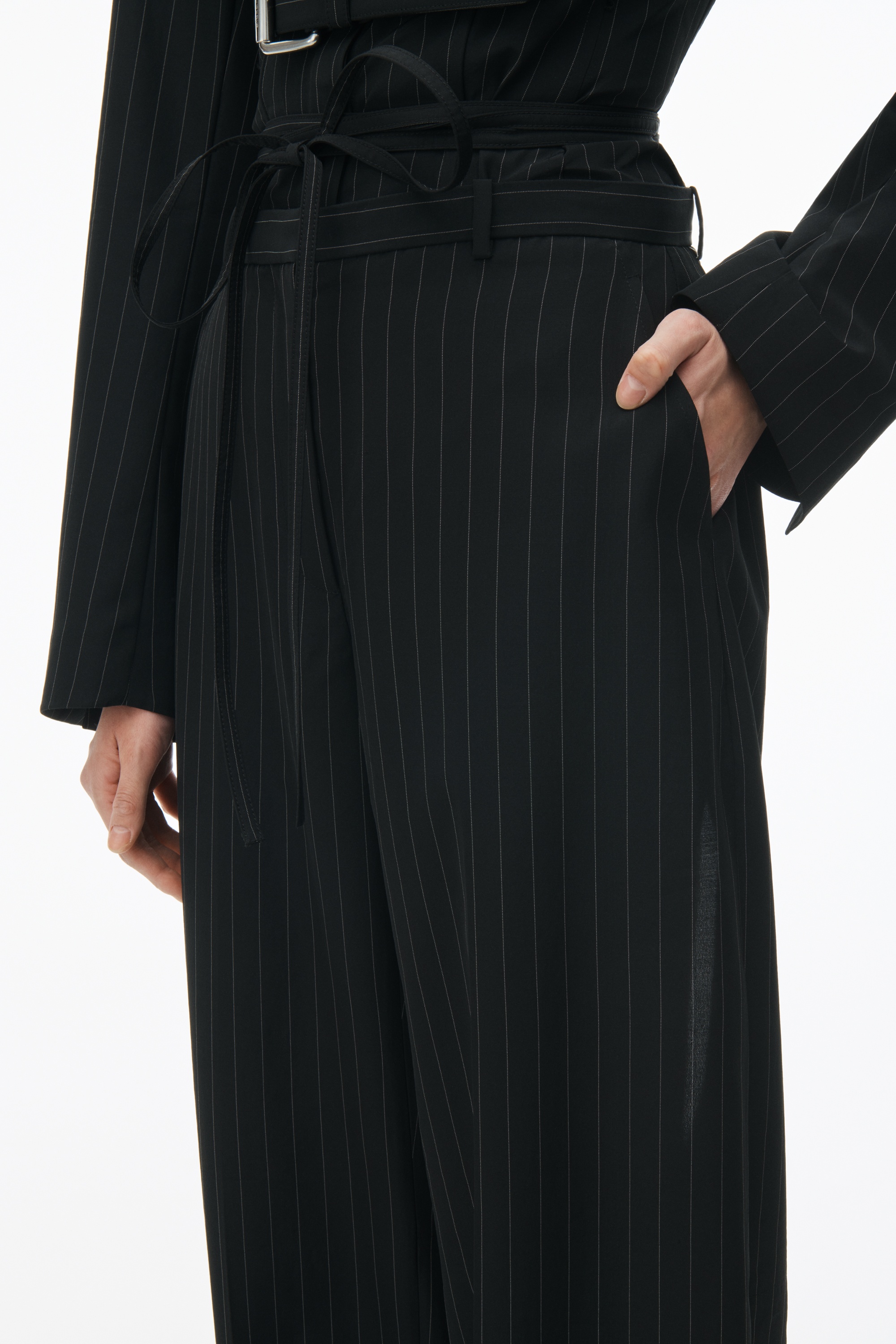 Low Rise Trouser In Pinstripe Wool - 3