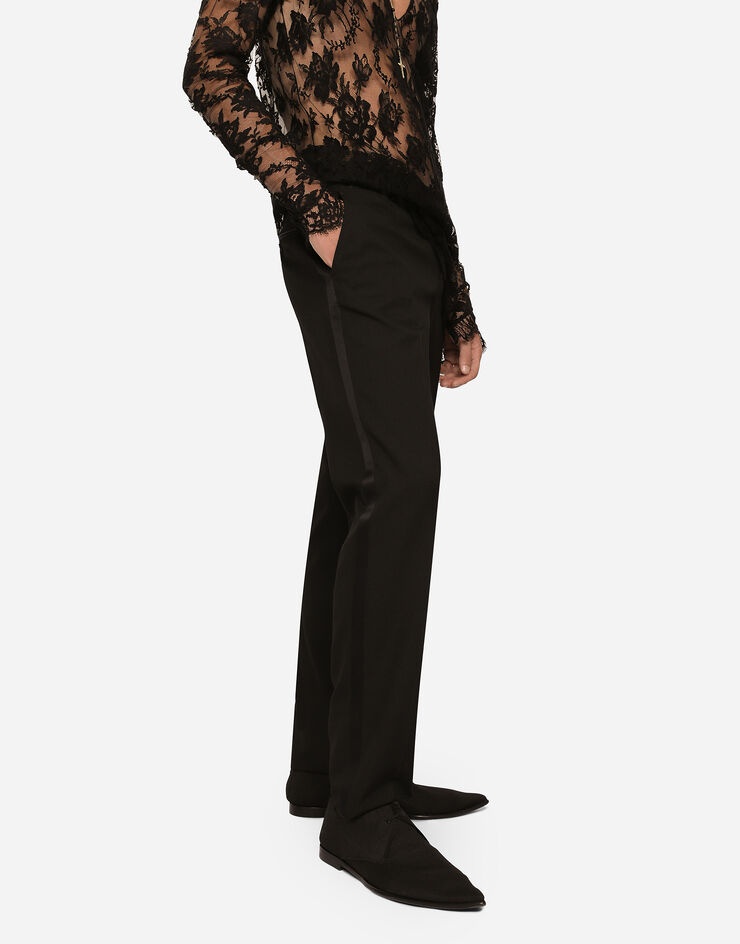 Tailored stretch wool tuxedo pants - 3