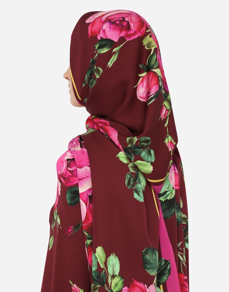 Rose-print charmeuse hijab - 2