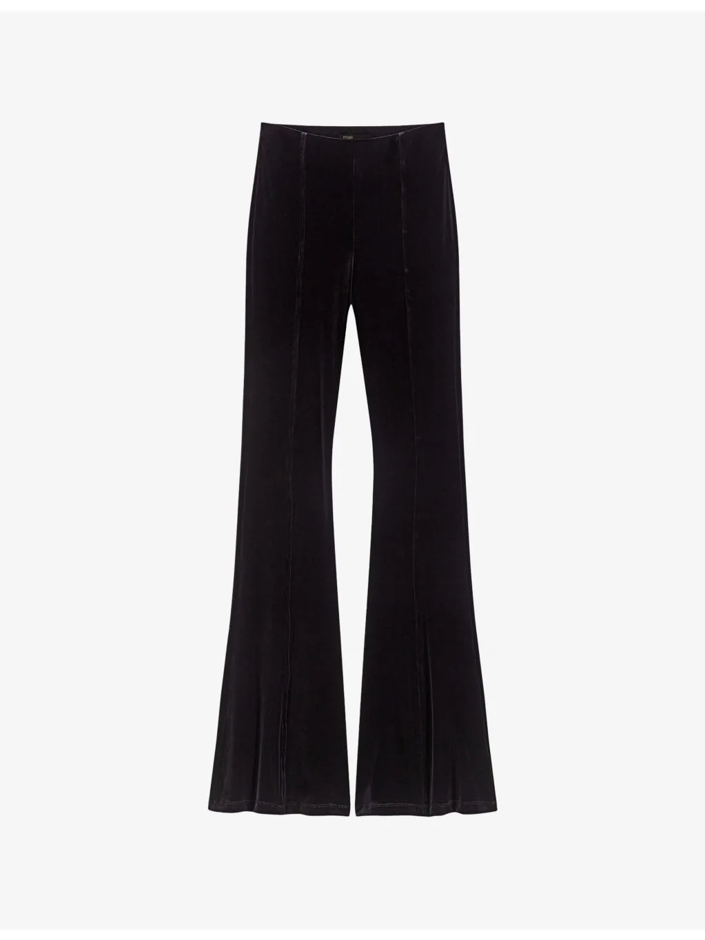Flared Elasticated-Waist Stretch-Velour Trousers - 1