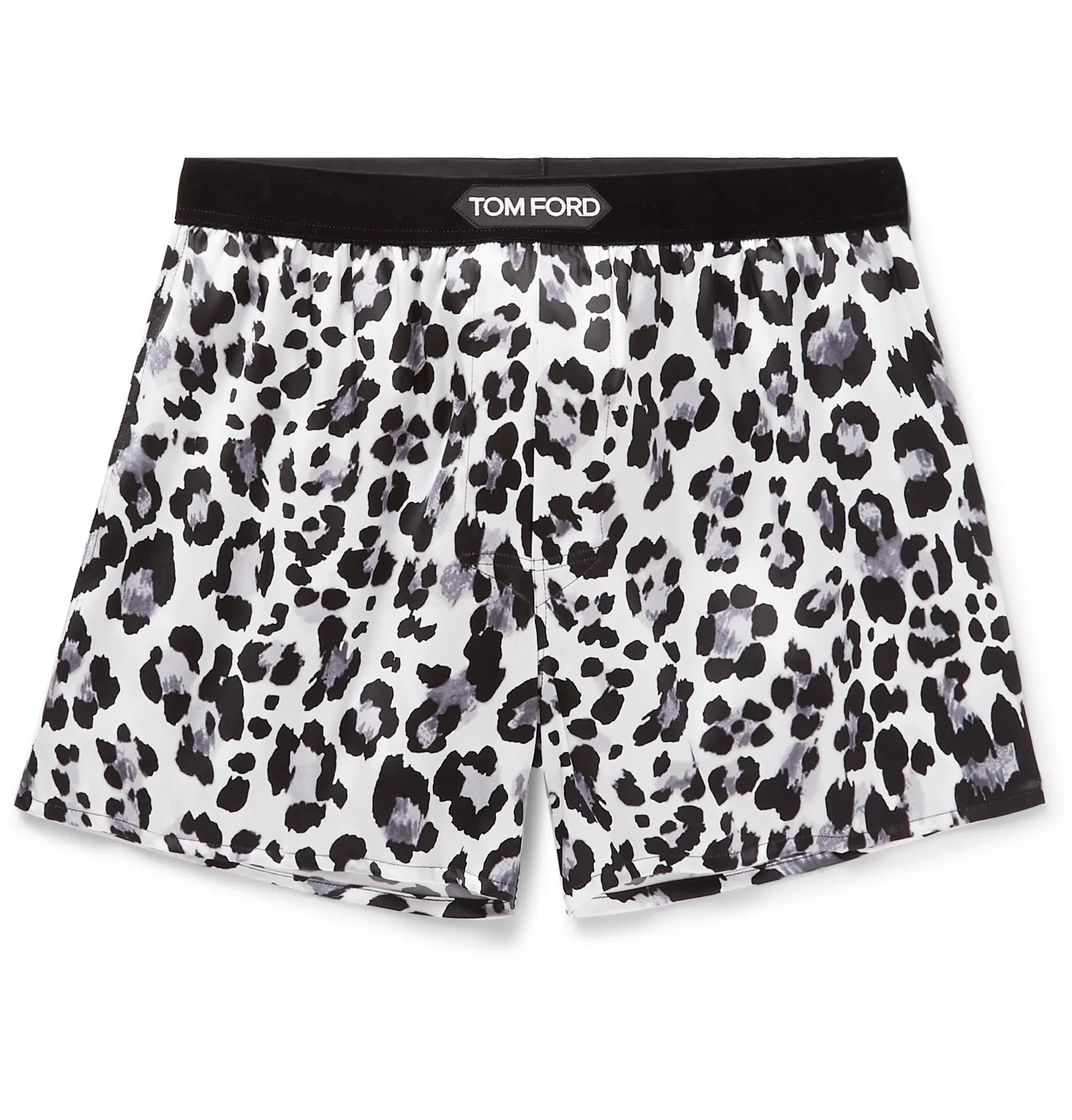 Velvet-Trimmed Leopard-Print Stretch-Silk Satin Boxer Shorts - 6