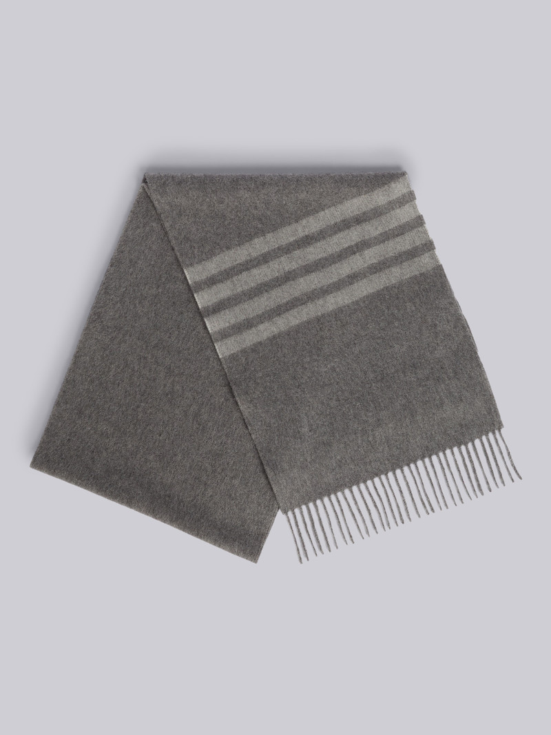 Medium Grey Cashmere 4-Bar Scarf 3