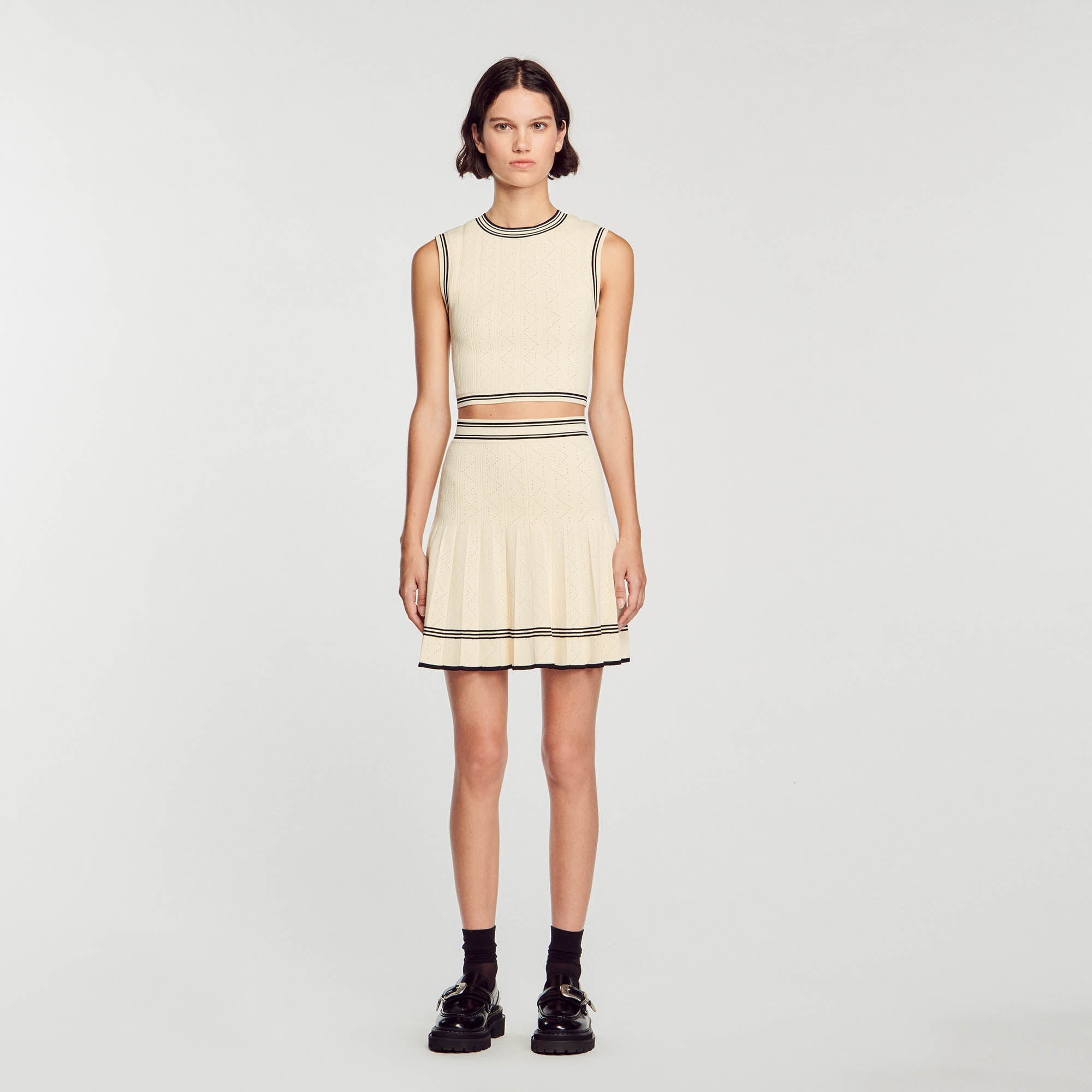 SHORT PLEATED KNIT SKIRT - 3