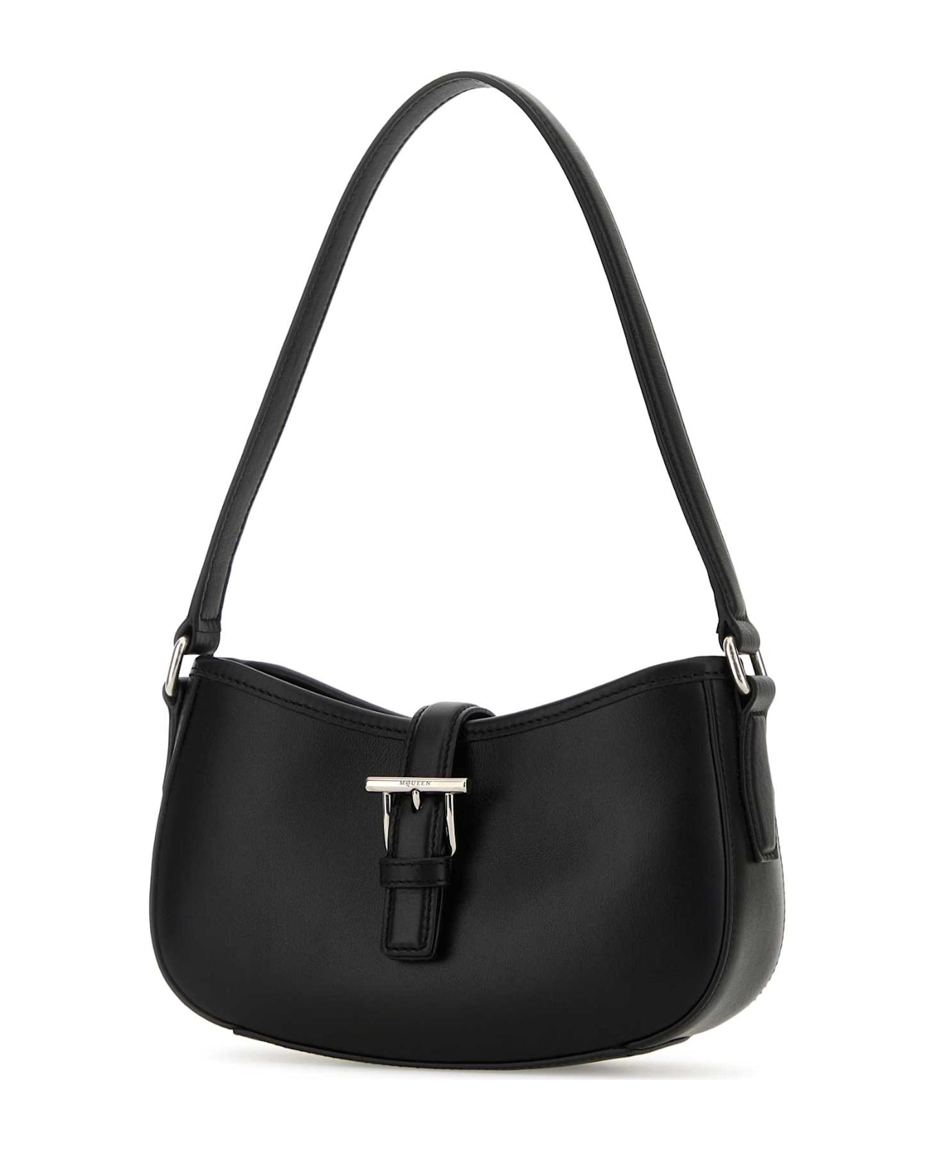 Black Leather Mini Shoulder Bag - 2